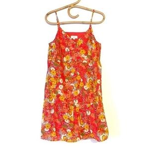 Red Floral Baby Doll‎ Dress Ann Taylor Small cotton Like New Sun dress mini